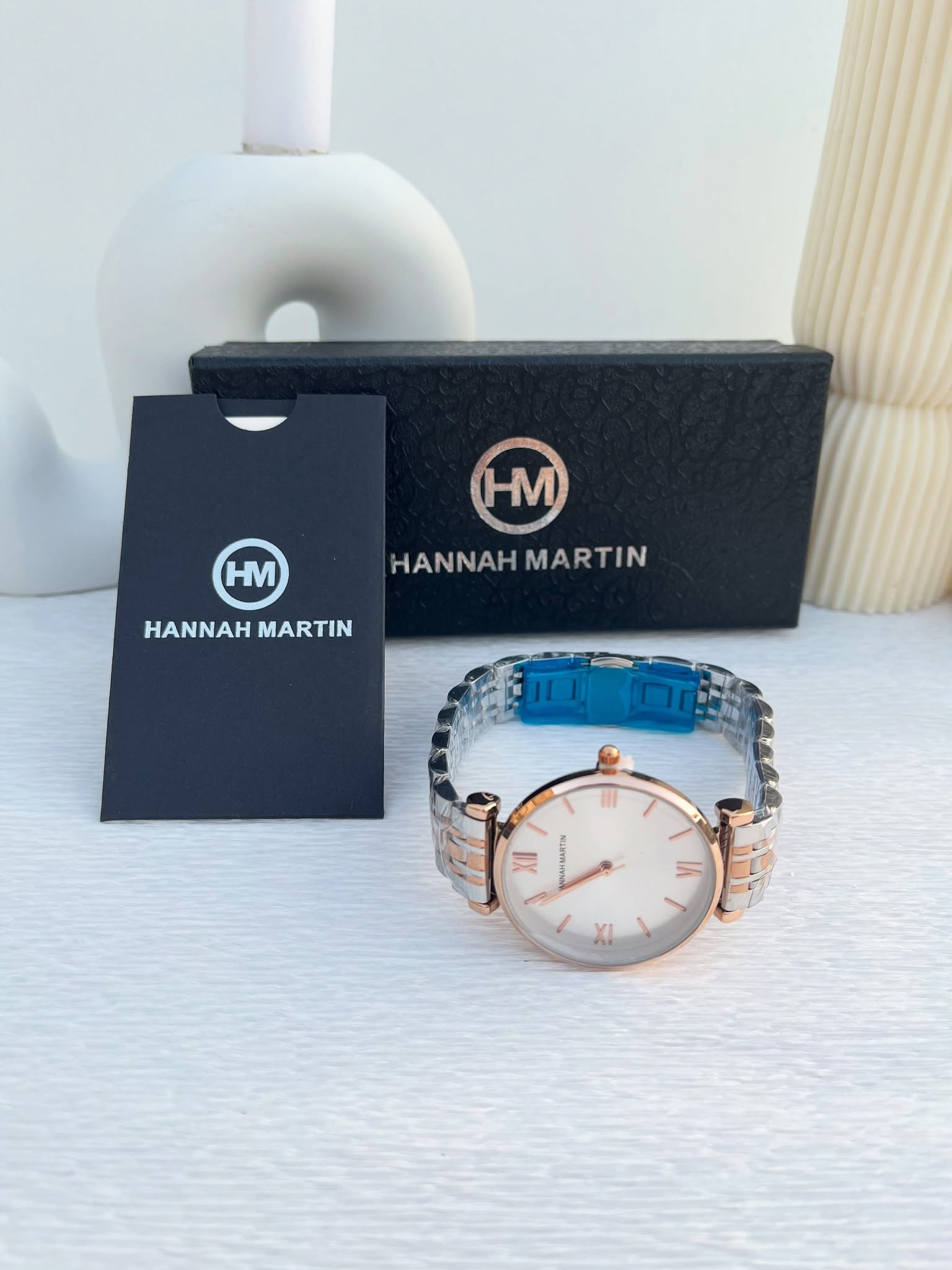 Montre HANNAH MARTIN mélange argenté et rose gold cadran rond