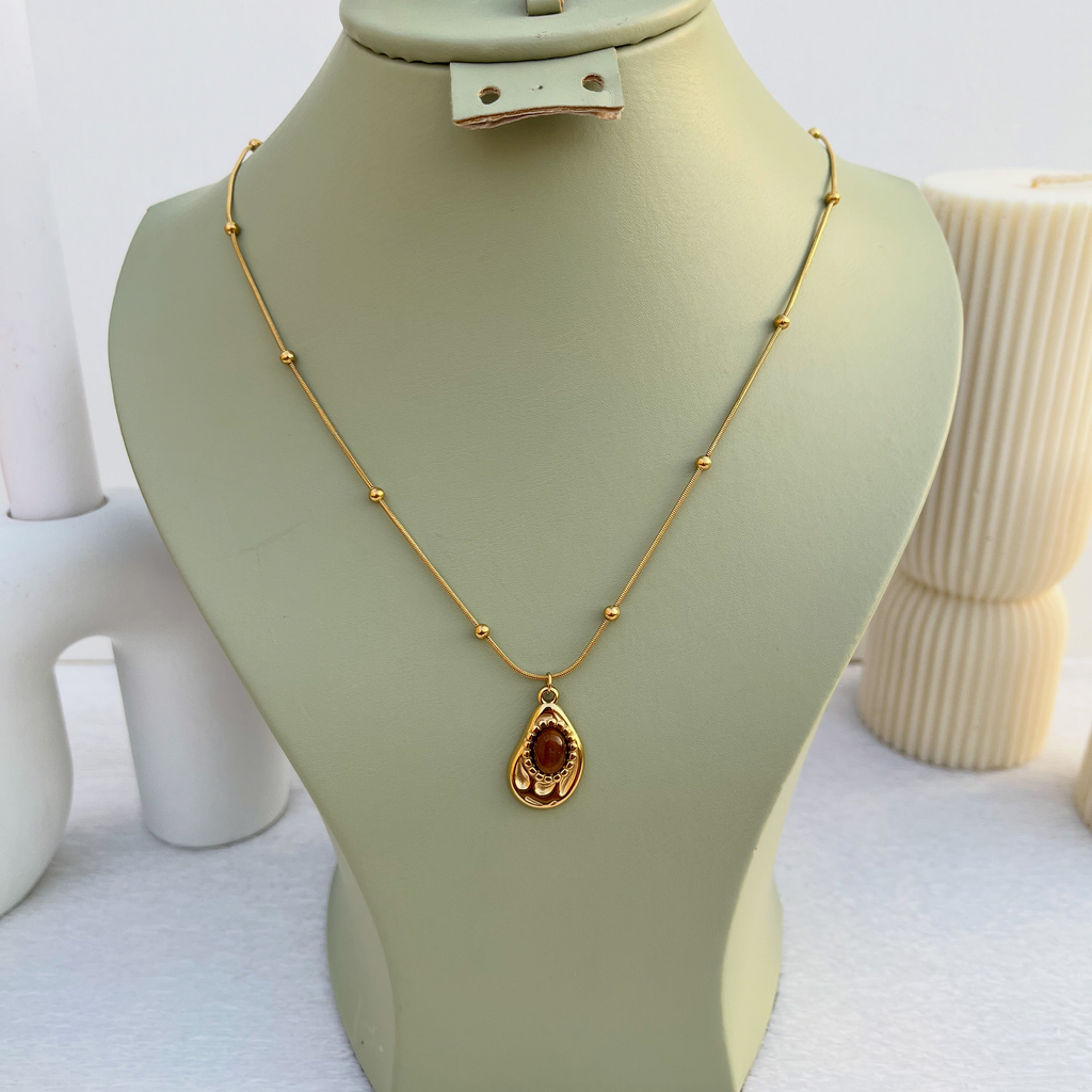 Collier fin pierre naturelle oeil de tigre