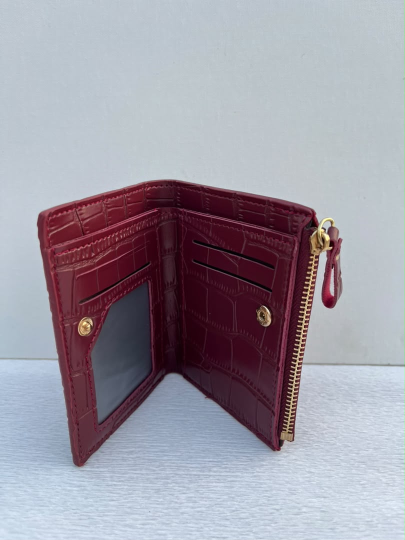 Portefeuille Compact "Croco Chic" Bordeaux