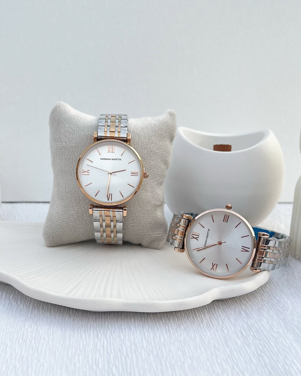 Montre HANNAH MARTIN mélange argenté et rose gold cadran rond