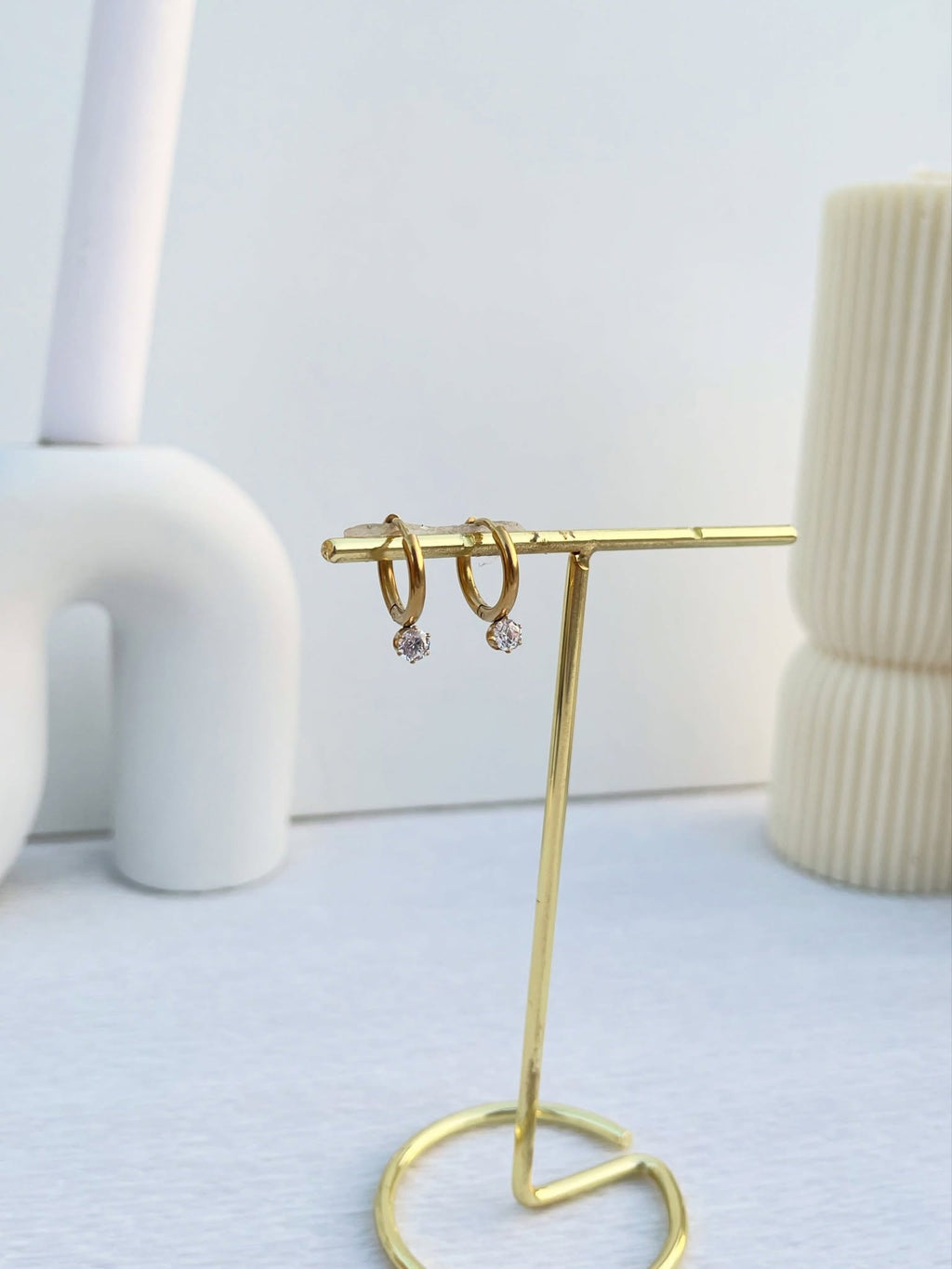 Boucles d'oreilles Solitaire Doré
