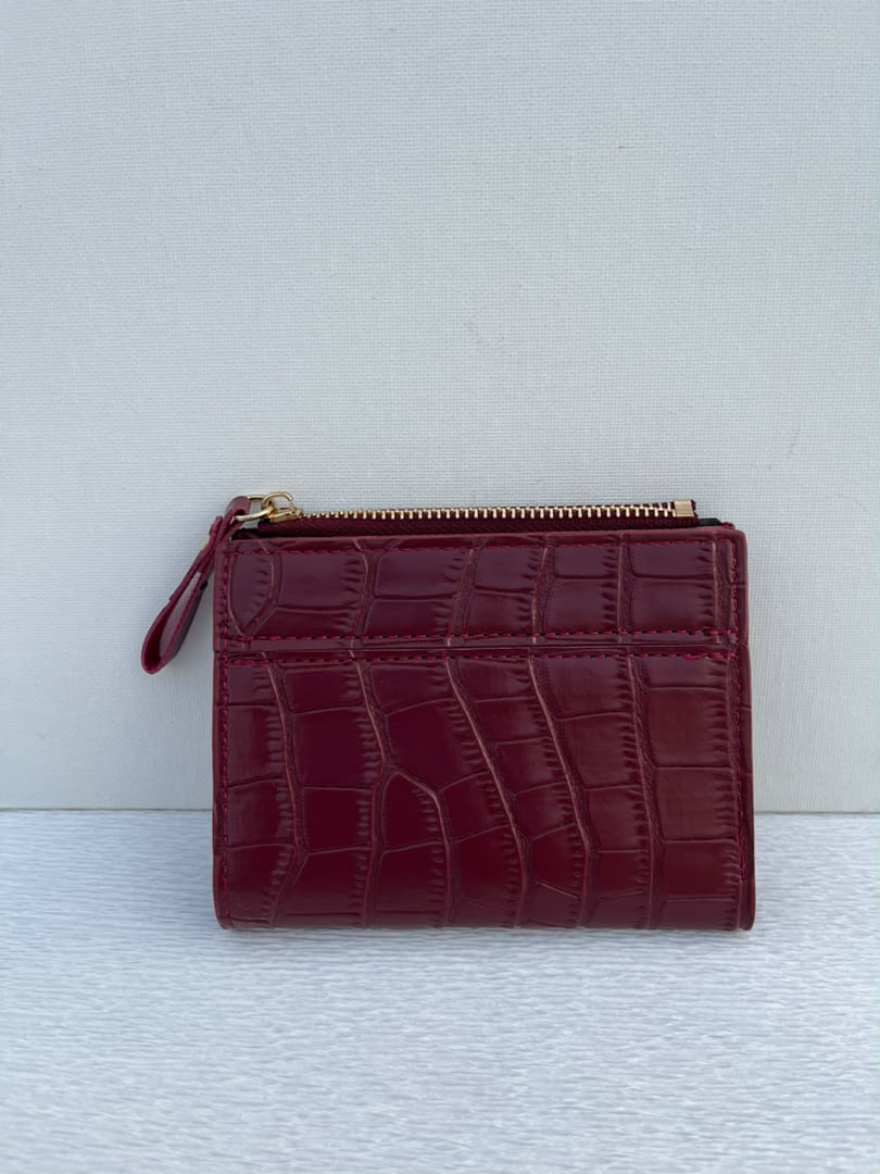 Portefeuille Compact "Croco Chic" Bordeaux