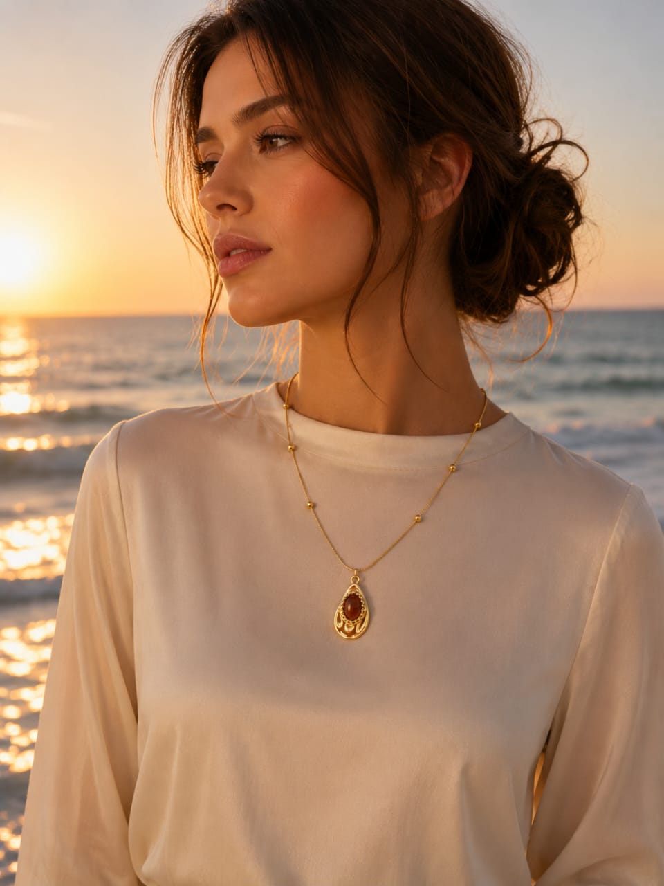 Collier fin pierre naturelle oeil de tigre