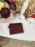 Portefeuille Compact "Croco Chic" Bordeaux