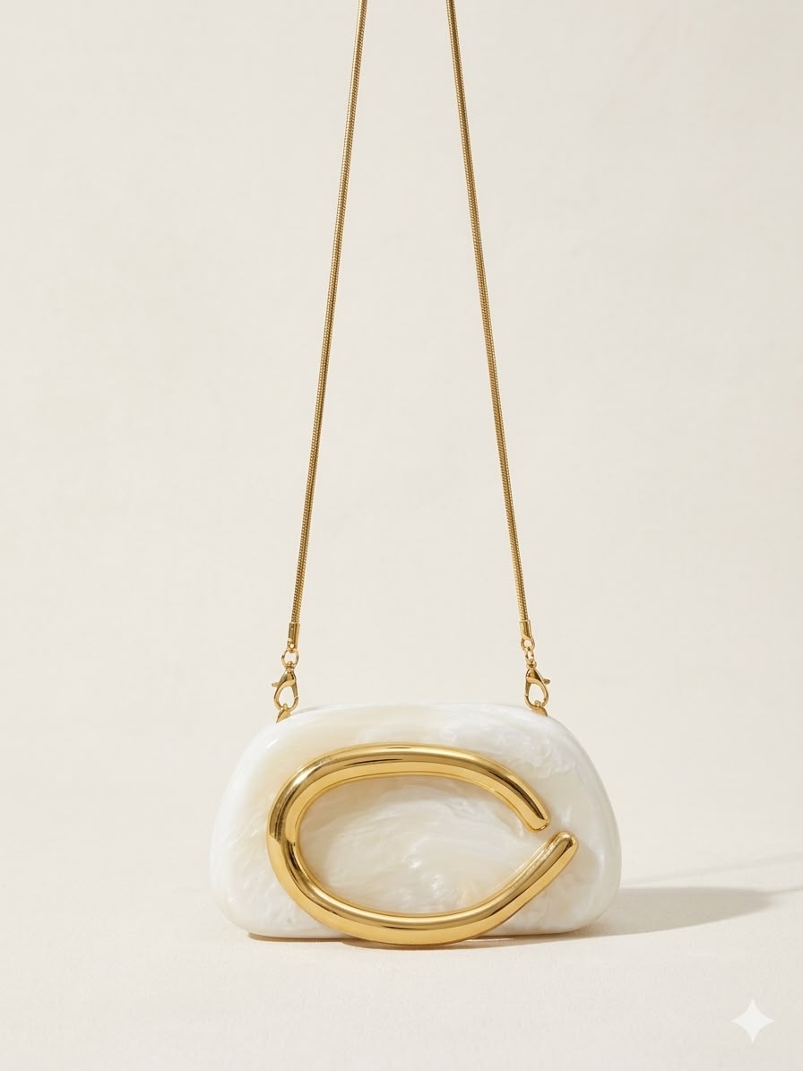 Sac Minaudière "Glamour Or & Nacré"
