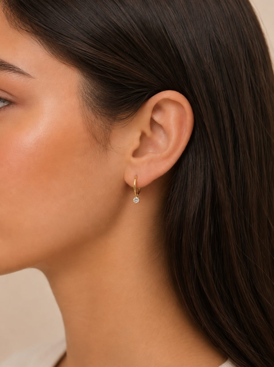 Boucles d'oreilles Solitaire Doré